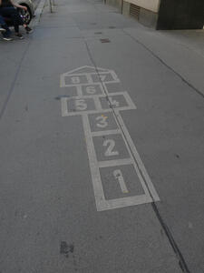 hopscotch pattern inlaid into street