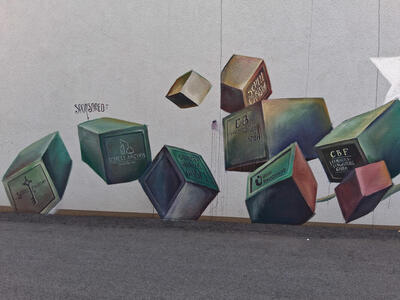 Detail of blocks at bottom of mural