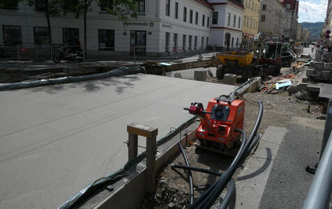 Construction zone, looking west on Annenstraße