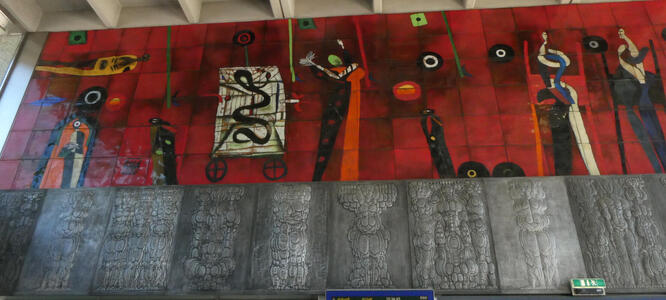 leoben hbf wall art red painting