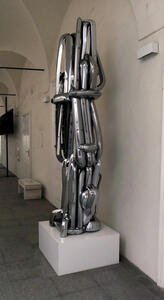 shiny abstract metal sculpture