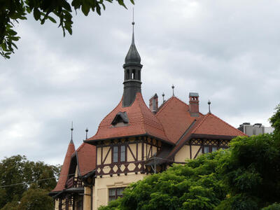 old church with needle spire