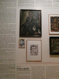 three drawings of man with angular features