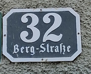 Street sign for 32 Bergstraße