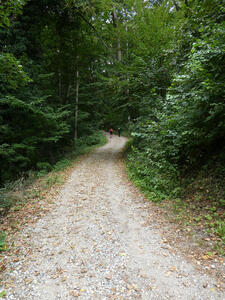 Two hikers going up a steep slope