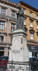 Statue of man in monk’s robes