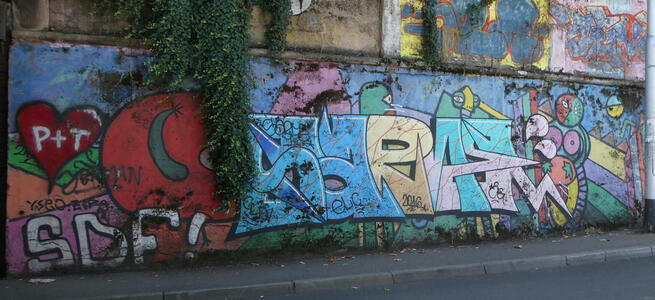 Multicolored grafitti tag