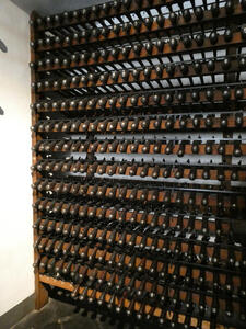 Rack of pistols, with handles facing the viewer