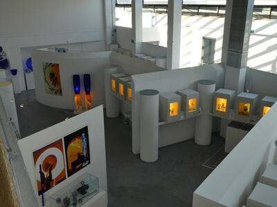 View of lower floor displays from upper floor