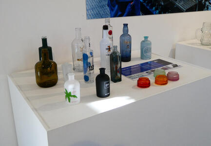 Variety of glass bottles for commercial products