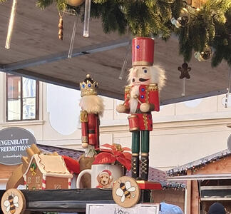 Two nutcrackers; one with a soldier’s hat and the other with a crown