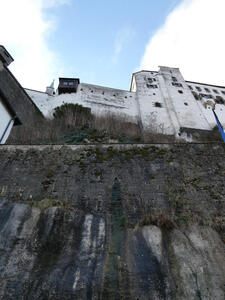 Photo of fortress, taken upwards at steep angle from below