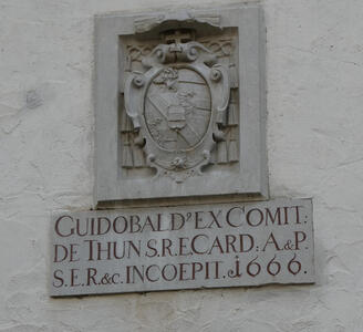 Plaque with shield; Latin inscription is dated 1666