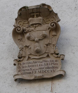 Plaque with shield. Latin inscription is dated 1715