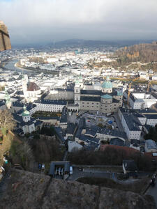 View of city from fortress. The river is at the upper left.