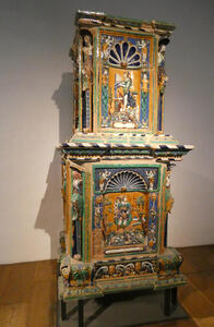 Cabinet decorated with painted ceramic work