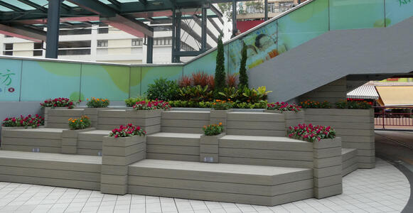 flowers on staircase