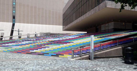 staircase with painted risers