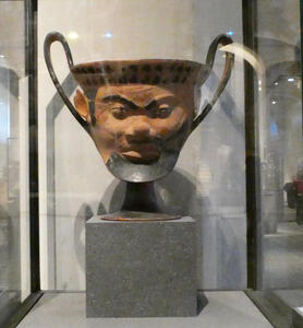 Vessel in shape of satyr’s head