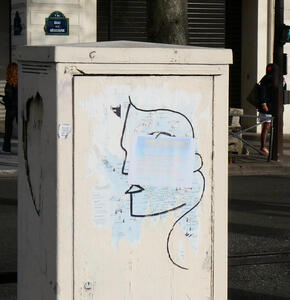 utility box graffitti face