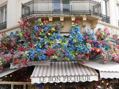 flowers atop restaurant