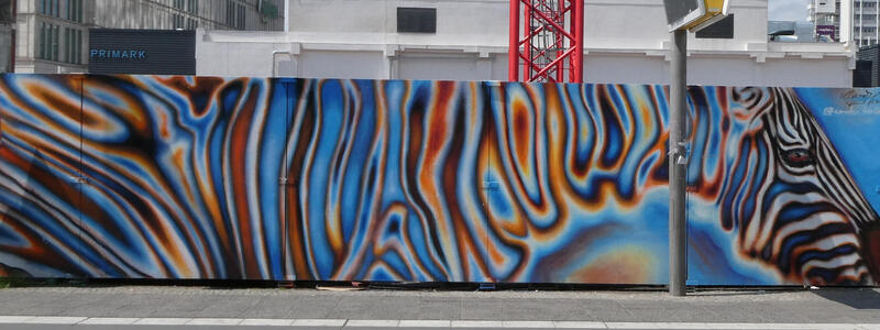 abstract construction mural