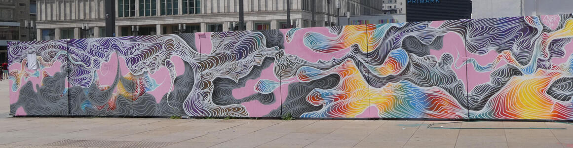 wavy lines mural