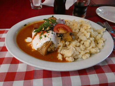 Chicken stew and dumplings.