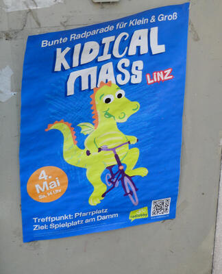 Poster with dinosaur on bicycle