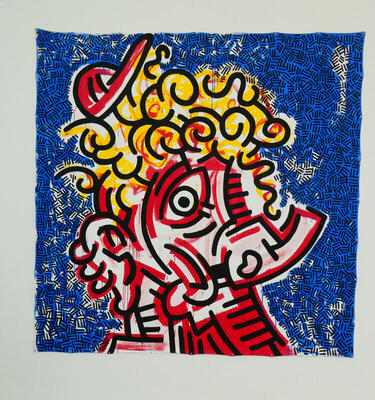 abstract painting of man by keith haring