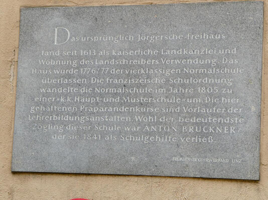 plaque commemorating Bruckner