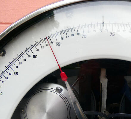 Scale showing 63.5kg