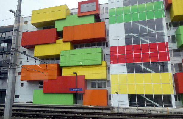 colorful building near Salzburg main station