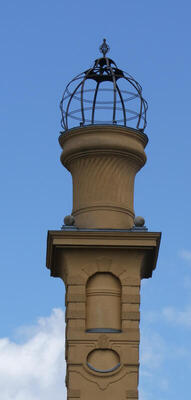 wire frame at top of building