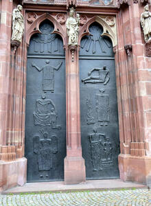 abstracts on side of church