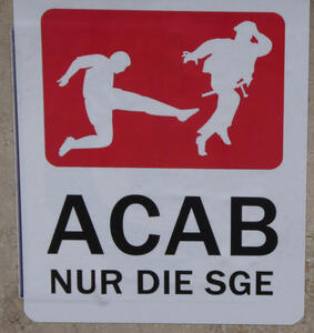Soccer player kicking an armed policeman: ACAB Nur die SGE