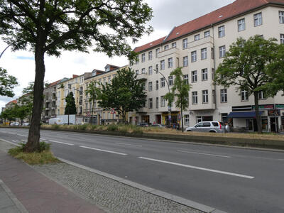 apartment houses along street