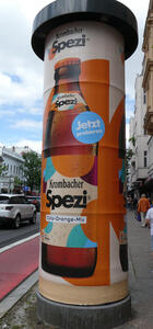 Large bottle of Spezi (cola/orange combination)