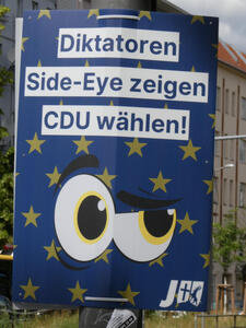 Cartoon eyes giving side-eye: Diktatoren Side-Eye zeigen / CDU wählen!