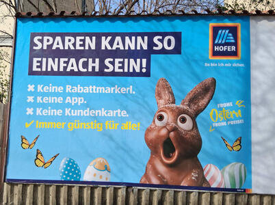 Chocolate Easter Bunny with surprised expression.