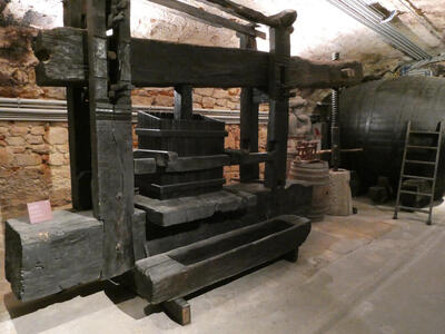 Large wooden wine press