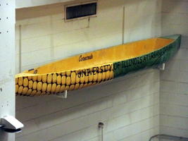 Concrete canoe painted like a corncob