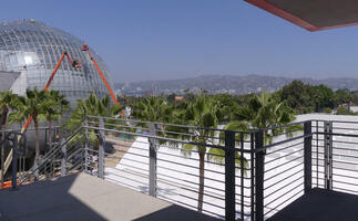 View from third floor of museum; at left is a dome under construction