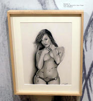 Drawing of topless woman with cracks in skin that look like cracks in marble sculpture