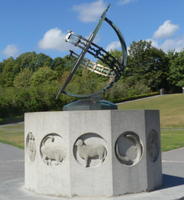 Sundial with zodiac signs around base