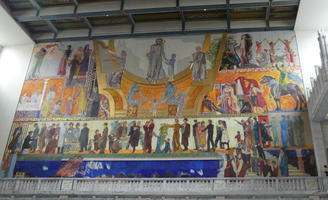 Fresco in radhus depicting Norway in 1920s-30s