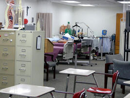 Nursing classroom with hospital beds