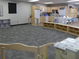Carpeted floor space in child care center