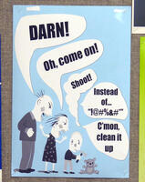 Poster with people speaking. In word balloons: Darn! Oh, come on! Shoot! Remaining text: Instead of “!@#%