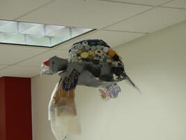 Sea turtle constructed from recyclable materials
